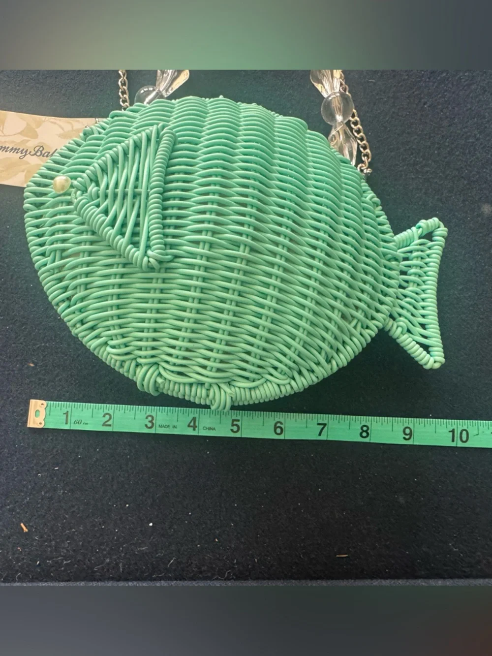 Tommy Bahama teal Woven Fish-Shaped bag:crossbody,handle or clutch!🐠versatile! - Picture 2 of 14